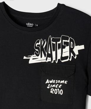 Tee-shirt manches courtes esprit skate avec poche garçon vue2 - GEMO 4G GARCON - GEMO