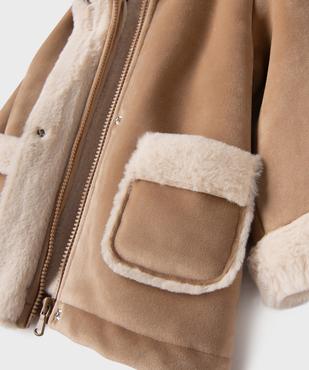 Manteau à capuche en velours doublure chaude bébé fille vue3 - GEMO(BEBE DEBT) - GEMO