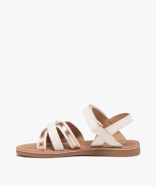 Sandales fille en cuir pailleté à brides scratch  vue3 - NA! - GEMO
