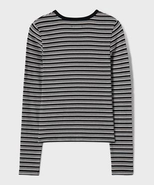 Tee-shirt manches courtes rayé en jersey extensible fille vue3 - GEMO 4G FILLE - GEMO