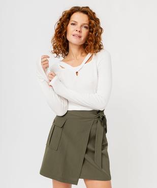 Tee-shirt à manches longues avec col fantaisie femme vue1 - GEMO 4G FEMME - GEMO