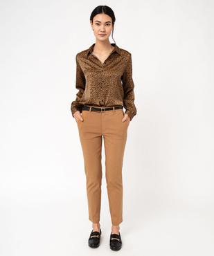Pantalon en toile extensible coupe slim avec ceinture femme vue5 - GEMO(FEMME PAP) - GEMO