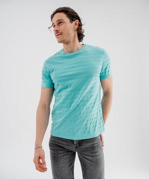 Tee-shirt manches courtes uni effet rayé homme vue1 - GEMO 4G HOMME - GEMO