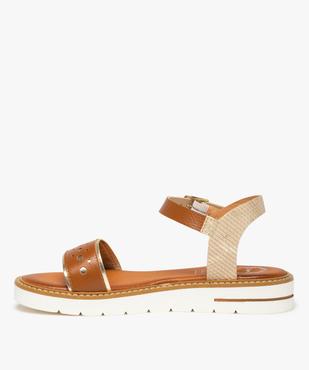 Sandales femme dessus cuir et semelle crantée – Tanéo vue3 - TANEO - GEMO