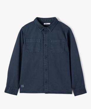 Chemise garçon à manches longues en twill épais au coloris unique vue1 - GEMO (JUNIOR) - GEMO
