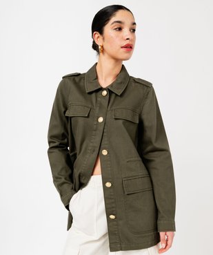 Veste style militaire en twill de coton à taille ajustable femme vue1 - GEMO 4G FEMME - GEMO