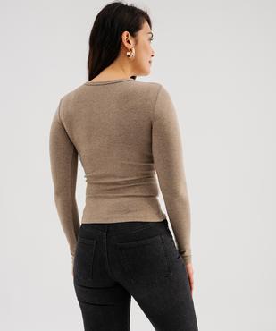 Tee-shirt manches longues et col rond uni femme vue3 - GEMO 4G FEMME - GEMO