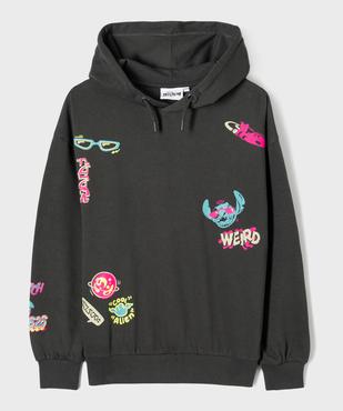 Sweat à capuche en molleton imprimé fille - Stitch vue2 - LILO & STITCH - GEMO