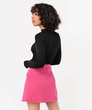 Pull côtelé à col montant avec ouverture buste femme vue3 - GEMO 4G FEMME - GEMO