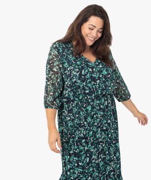 Robe femme grande taille longue imprimée à manches 3/4 vue2 - GEMO (G TAILLE) - GEMO