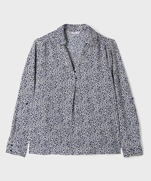 Chemise manches longues imprimée en maille gaufrée femme grande taille vue1 - GEMO (G TAILLE) - GEMO