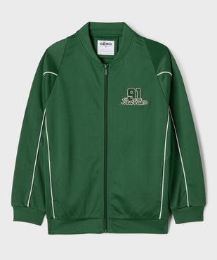 Sweat de sport zippé avec broderie poitrine garçon vue1 - GEMO (JUNIOR) - GEMO