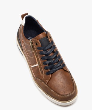 Basket bicolore avec fermeture lacets et zip homme vue5 - GEMO (CASUAL) - GEMO