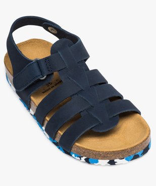 Sandales garçon unies en cuir avec bride à scratch vue5 - GEMO (ENFANT) - GEMO
