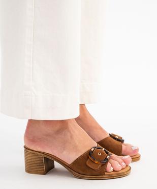 Mules à petit talon dessus cuir femme - Tanéo vue7 - TANEO - GEMO