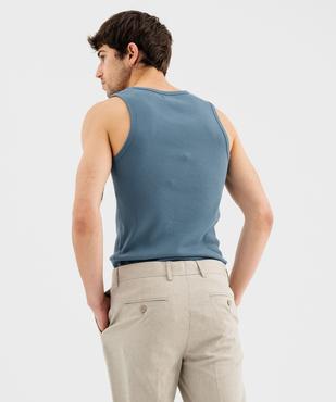 Débardeur uni en maille côtelée homme vue3 - GEMO 4G HOMME - GEMO