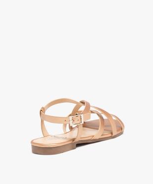 Sandales femme unies à talon plat et fines brides croisées vue4 - GEMO (CASUAL) - GEMO