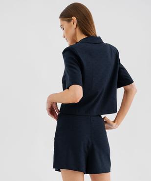 Blazer à manches courtes et coupe courte femme vue3 - GEMO(FEMME PAP) - GEMO