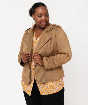 Blouson esprit biker en suédine femme grande taille vue1 - GEMO (G TAILLE) - GEMO