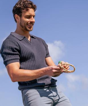 Polo en maille côtelée à encolure ouverte homme vue4 - GEMO 4G HOMME - GEMO