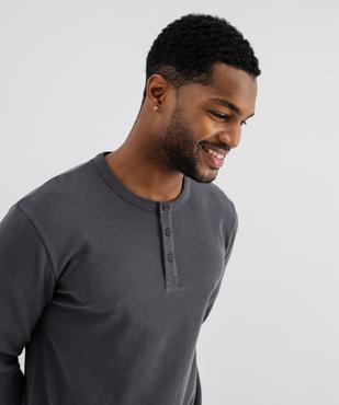 Tee-shirt manches longues avec col tunisien homme vue2 - GEMO 4G HOMME - GEMO