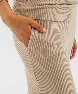Pantalon de pyjama en maille côtelée extensible à taille élastiquée femme vue3 - GEMO 4G FEMME - GEMO