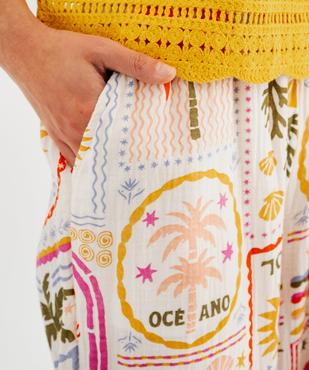 Pantalon en gaze de coton imprimée femme vue2 - GEMO(FEMME PAP) - GEMO