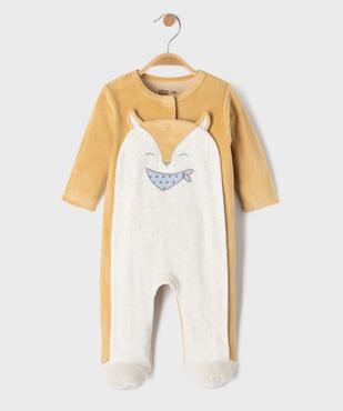Pyjama en velours ouvert devant motif renard bébé garçon vue1 - GEMO 4G BEBE - GEMO