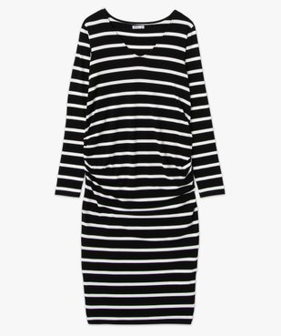 Robe de grossesse rayée en maille extensible à manches longues vue4 - GEMO (MATER) - GEMO