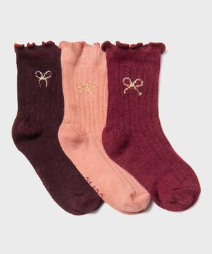 Chaussettes avec motif noeud et finitions froncées bébé fille (lot de 3) vue1 - GEMO 4G BEBE - GEMO