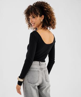 Body à manches longues en maille côtelée femme vue7 - GEMO 4G FEMME - GEMO