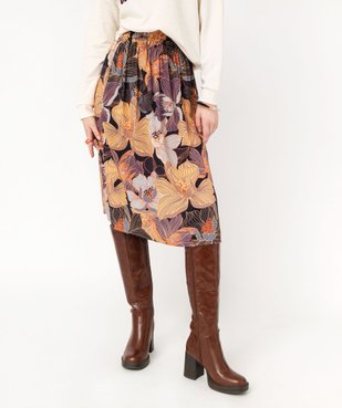 Jupe longue à motifs fleuris avec ceinture smockée femme vue1 - GEMO(FEMME PAP) - GEMO