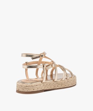 Sandales femme à semelle corde épaisse et multiples brides métallisées vue5 - GEMO (CASUAL) - GEMO