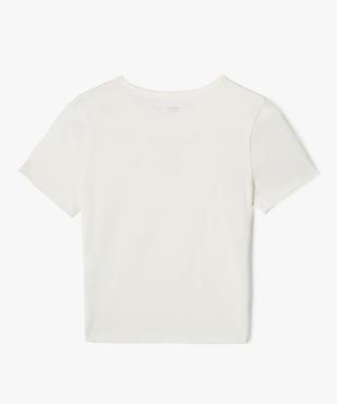 Tee-shirt court à manches courtes avec motif ajouré fille vue3 - GEMO 4G FILLE - GEMO