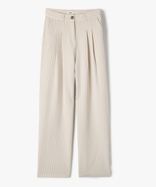 Pantalon large et souple à taille haute et fines rayures fille vue2 - GEMO (JUNIOR) - GEMO