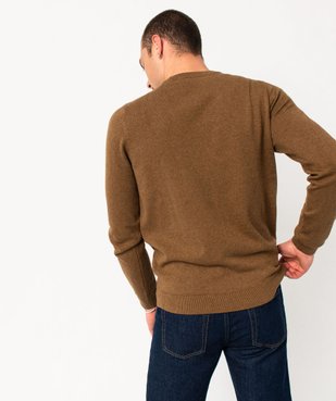 Pull en coton homme avec maille fantaisie sur l’avant vue3 - GEMO (HOMME) - GEMO