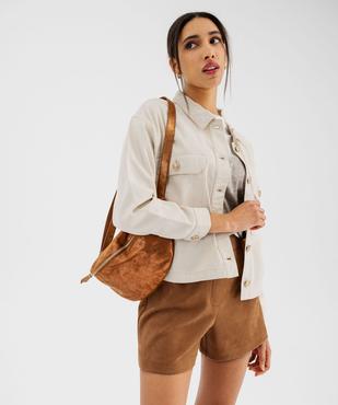 Veste en jean coloré large et courte femme vue1 - GEMO 4G FEMME - GEMO