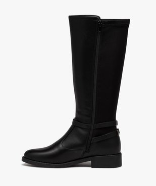 Bottes femme unies bi-matières avec brides fantaisie vue3 - GEMO (CASUAL) - GEMO