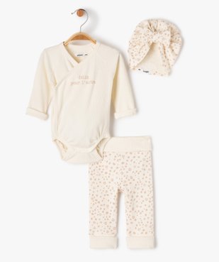 Ensemble de naissance évolutif 3 pièces : body + legging + bonnet vue2 - GEMO 4G BEBE - GEMO