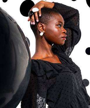 Chemise en voile à motifs plumetis coupe courte femme vue2 - GEMO(FEMME PAP) - GEMO