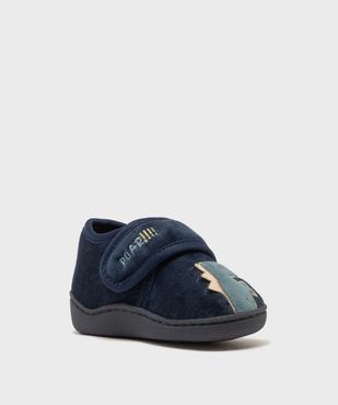 Chaussons montants à scratch en velours brodé garçon vue2 - GEMO (ENFANT) - GEMO