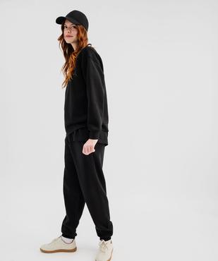 Pantalon de jogging en molleton uni à taille élastiquée femme vue4 - GEMO 4G FEMME - GEMO