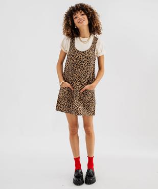 Robe chasuble à motif léopard femme vue1 - GEMO(FEMME PAP) - GEMO