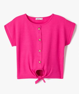 Tee-shirt à manches courtes avec boutons fantaisie et bas noué fille vue1 - GEMO (ENFANT) - GEMO