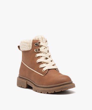 Boots fourrées fille unies avec col en maille et à zip vue2 - GEMO (ENFANT) - GEMO