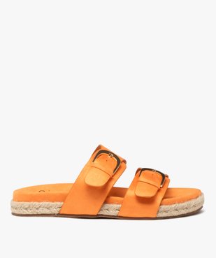 Mules femme unies avec brides à boucle en suédine et semelle corde vue1 - GEMO (CASUAL) - GEMO