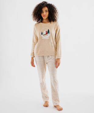 Pyjama polaire de Noël femme vue1 - GEMO(HOMWR FEM) - GEMO