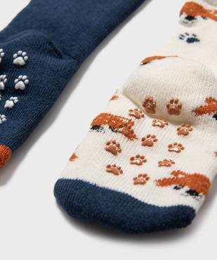 Chaussettes antidérapantes en maille bouclette moelleuse bébé (lot de 2 paires) vue2 - GEMO 4G BEBE - GEMO