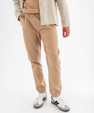 Pantalon en coton et lin à coupe jogger homme vue2 - GEMO (HOMME) - GEMO