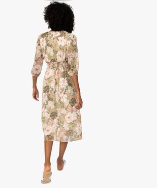 Robe femme longue en voile fleuri et smocks vue3 - GEMO(FEMME PAP) - GEMO